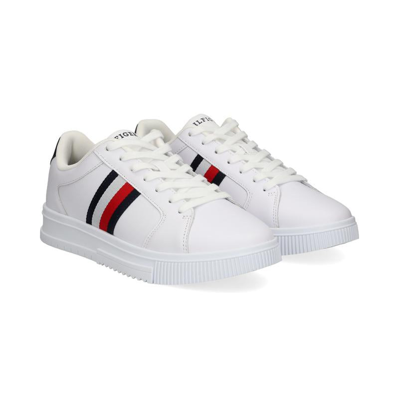 Tommy Hilfiger Supercup Stripes Sneakers Laag Heren - Wit - MelonMax