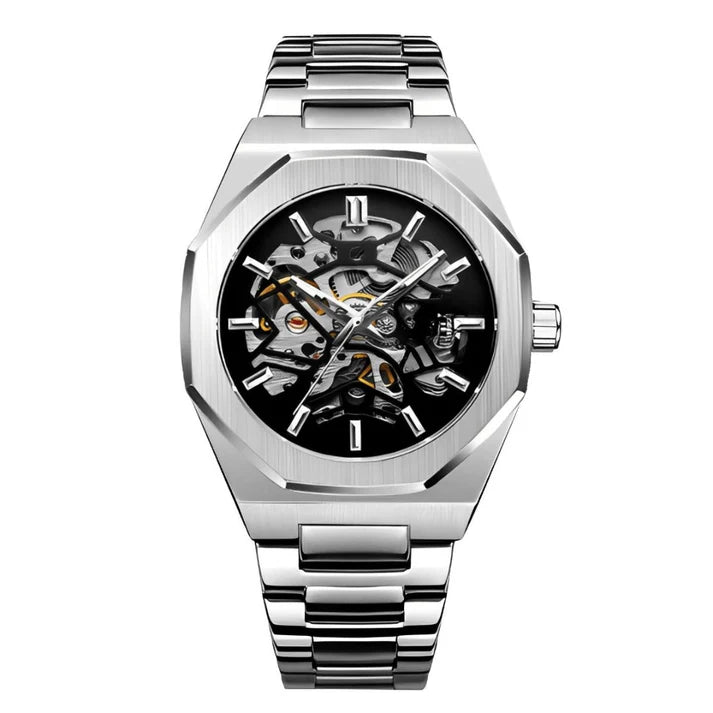 Phantom Herenhorloge (41mm) – Luxe Roestvrij Stalen Horloge met Open Uurwerk - MelonMax