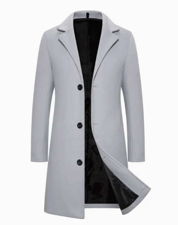JOWA Heren Grijze Manteljas - Klassieke Overcoat voor Stijl & Warmte - MelonMax
