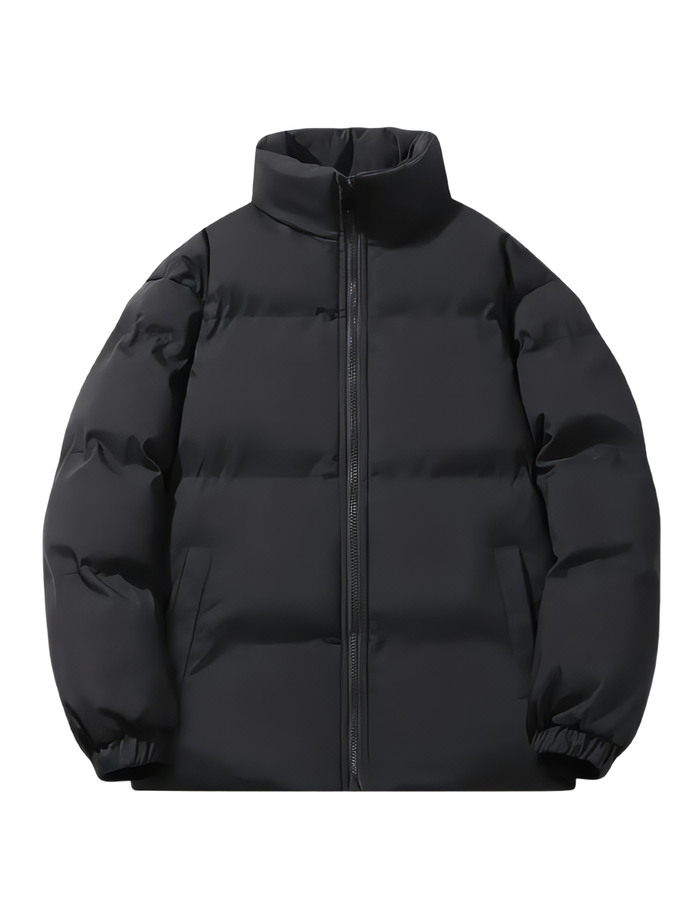 JOWA Zwarte Heren Casual Pufferjack - 100% Polyester, Opstaande Kraag - MelonMax