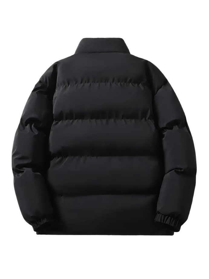 JOWA Zwarte Heren Casual Pufferjack - 100% Polyester, Opstaande Kraag - MelonMax