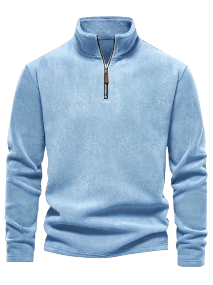 JOWA Herentrui met Halve Ritssluiting – Comfortabele Polyester Sweater voor Herfst/Winter (Licht Blauw) - MelonMax
