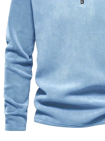 JOWA Herentrui met Halve Ritssluiting – Comfortabele Polyester Sweater voor Herfst/Winter (Licht Blauw) - MelonMax