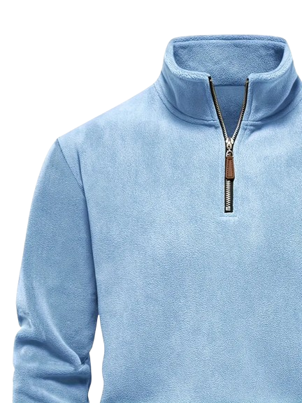 JOWA Herentrui met Halve Ritssluiting – Comfortabele Polyester Sweater voor Herfst/Winter (Licht Blauw) - MelonMax