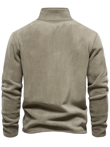 JOWA Stijlvolle Herentrui met Halve Ritssluiting – Comfortabele Polyester Sweater voor Herfst/Winter (Kaki) - MelonMax