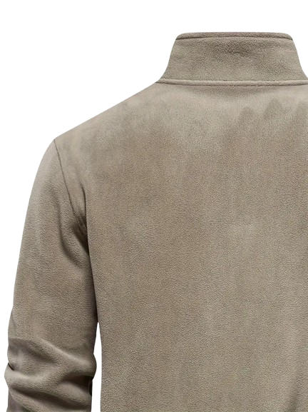JOWA Stijlvolle Herentrui met Halve Ritssluiting – Comfortabele Polyester Sweater voor Herfst/Winter (Kaki) - MelonMax