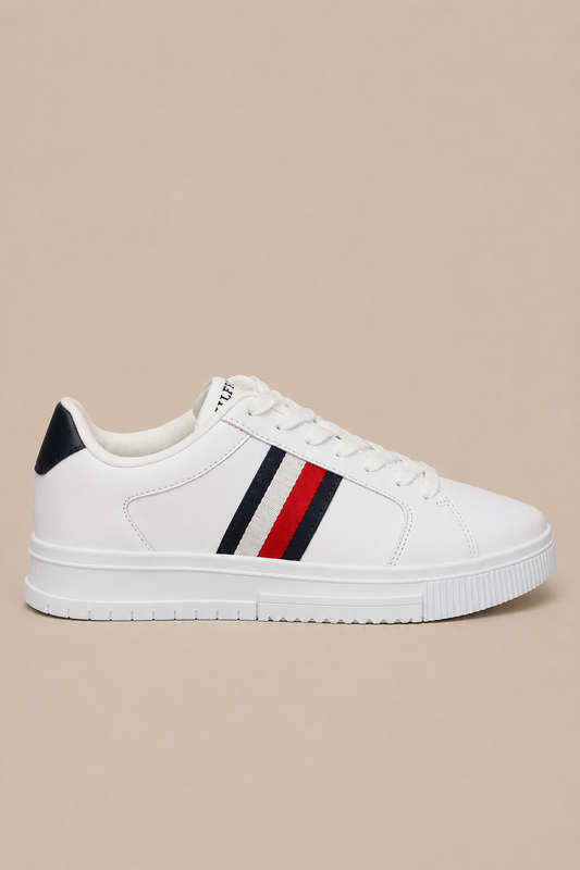 Tommy Hilfiger Supercup Stripes Sneakers Laag Heren - Wit - MelonMax