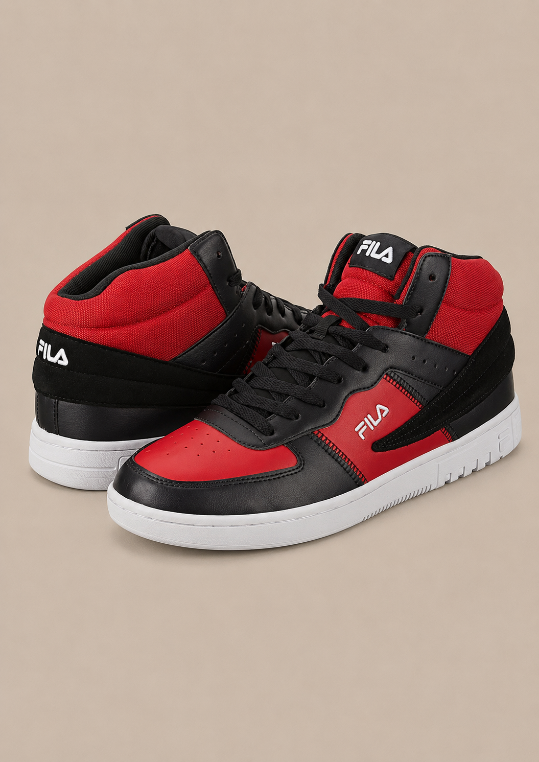 Fila High-Top Sneakers - Stijlvolle Rode/Zwarte Herensneakers - MelonMax