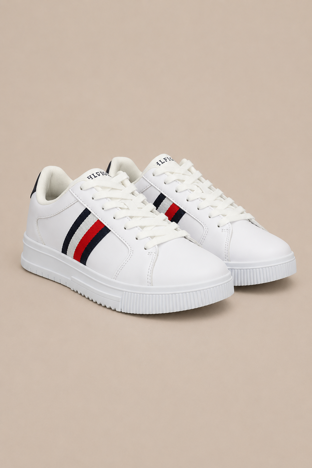 Tommy Hilfiger Supercup Stripes Sneakers Laag Heren - Wit - MelonMax