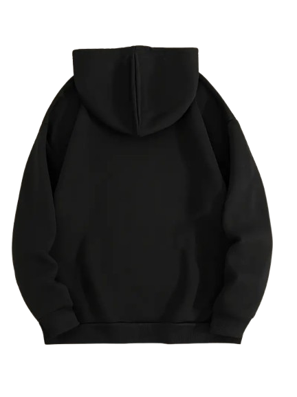 Zwarte Casual Hoodie voor Heren – Zachte en Trendy Hoodie van 100% Polyestervezel, Perfect voor Winter en Herfst